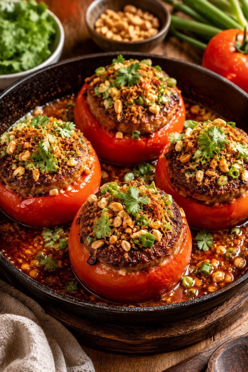 Asian stuffed tomatoes recipe: Savory minced beef pots Asian stuffed tomatoes recipe: Savory minced beef pots