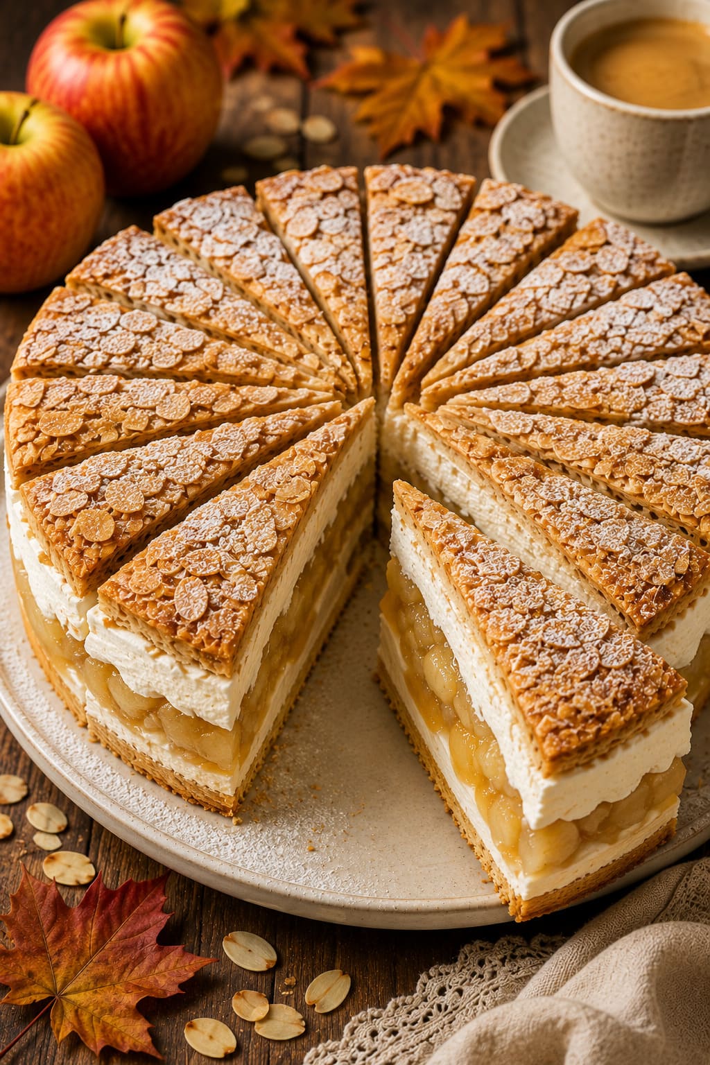 Autumn Apple Wine Torte: Crunchy Almond Layer Cake