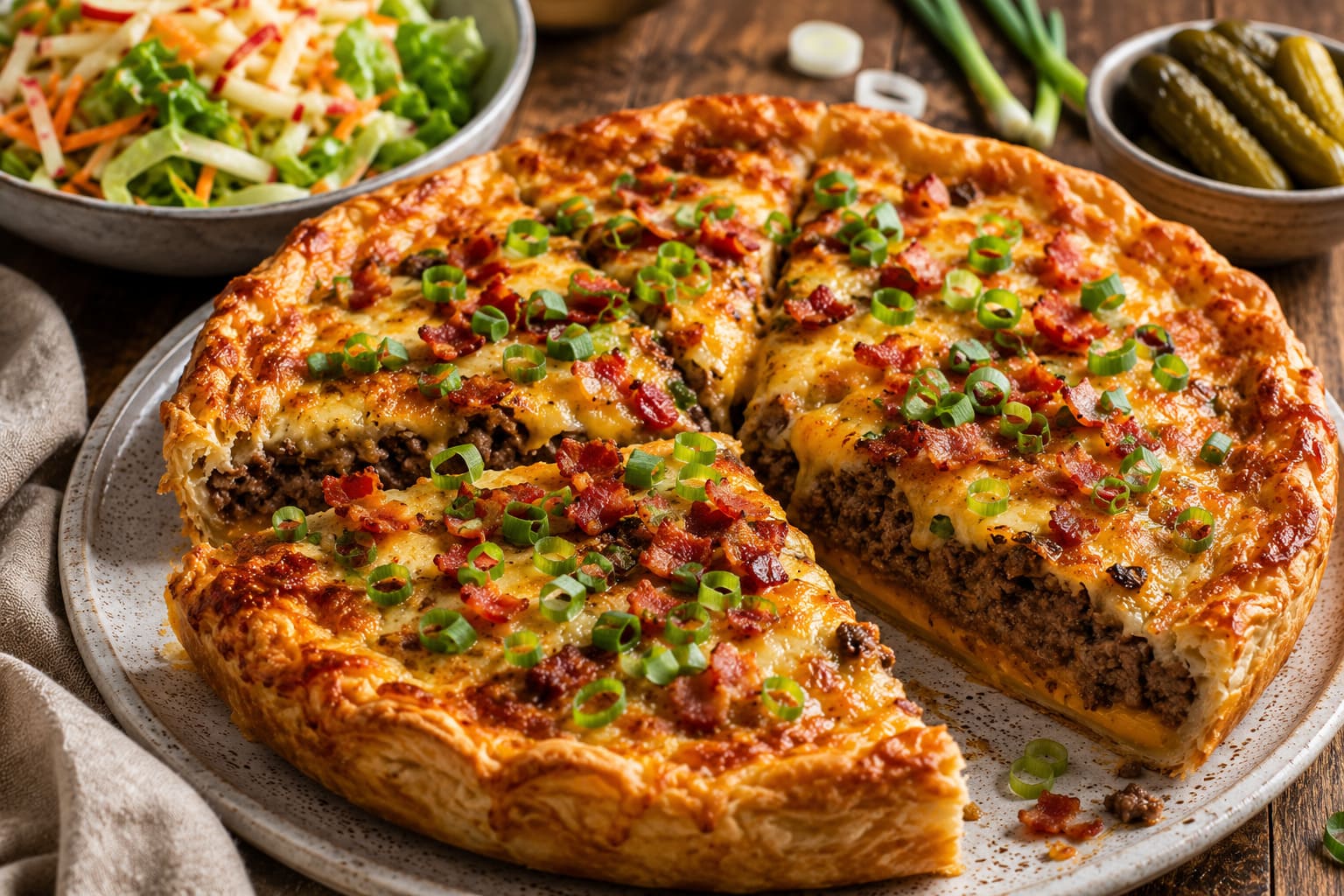 Bacon cheeseburger pie recipe: Savory beef pastry tart Bacon cheeseburger pie recipe: Savory beef pastry tart