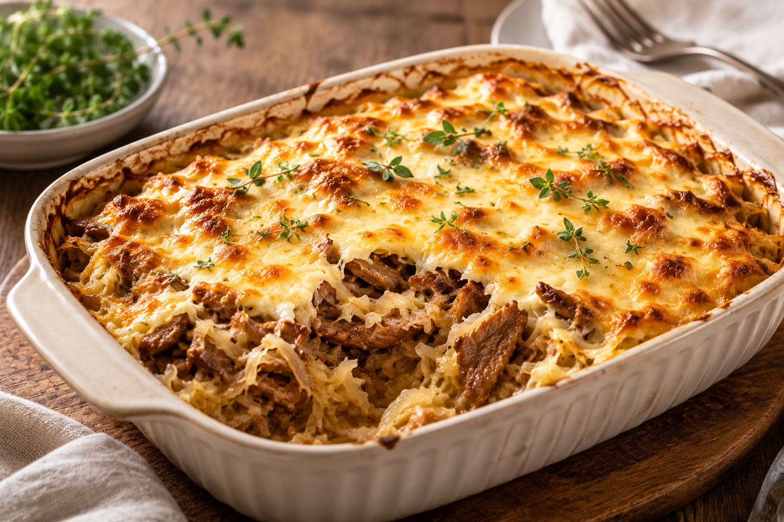 Baked Gyros and Sauerkraut Casserole with Rich Gouda Crust Baked Gyros and Sauerkraut Casserole with Rich Gouda Crust