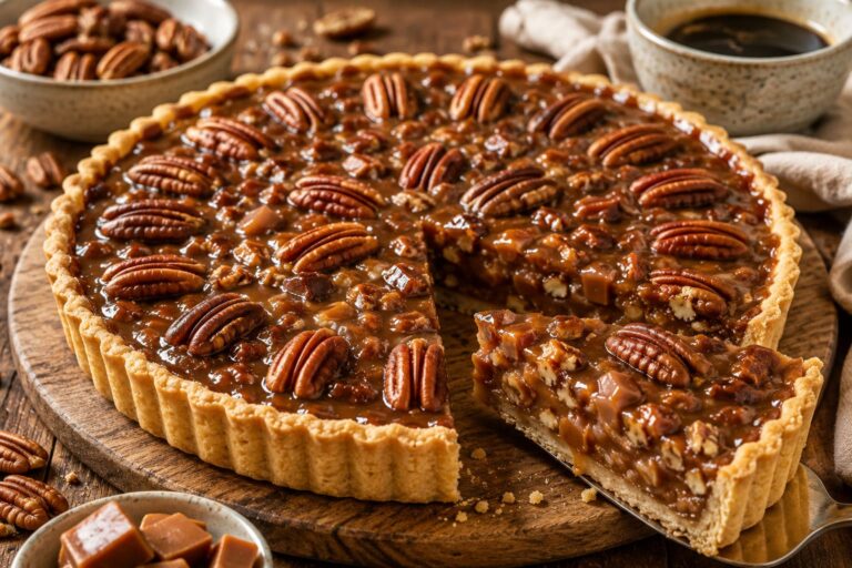 Crunchy Pecan Tarte with Rich Coffee Caramel Cream Crunchy Pecan Tarte with Rich Coffee Caramel Cream