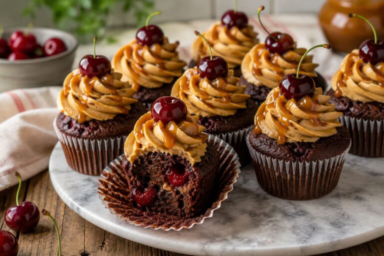 Decadent Cherry Caramel Cupcakes with Velvet Cream Cheese Frosting Decadent Cherry Caramel Cupcakes with Velvet Cream Cheese Frosting