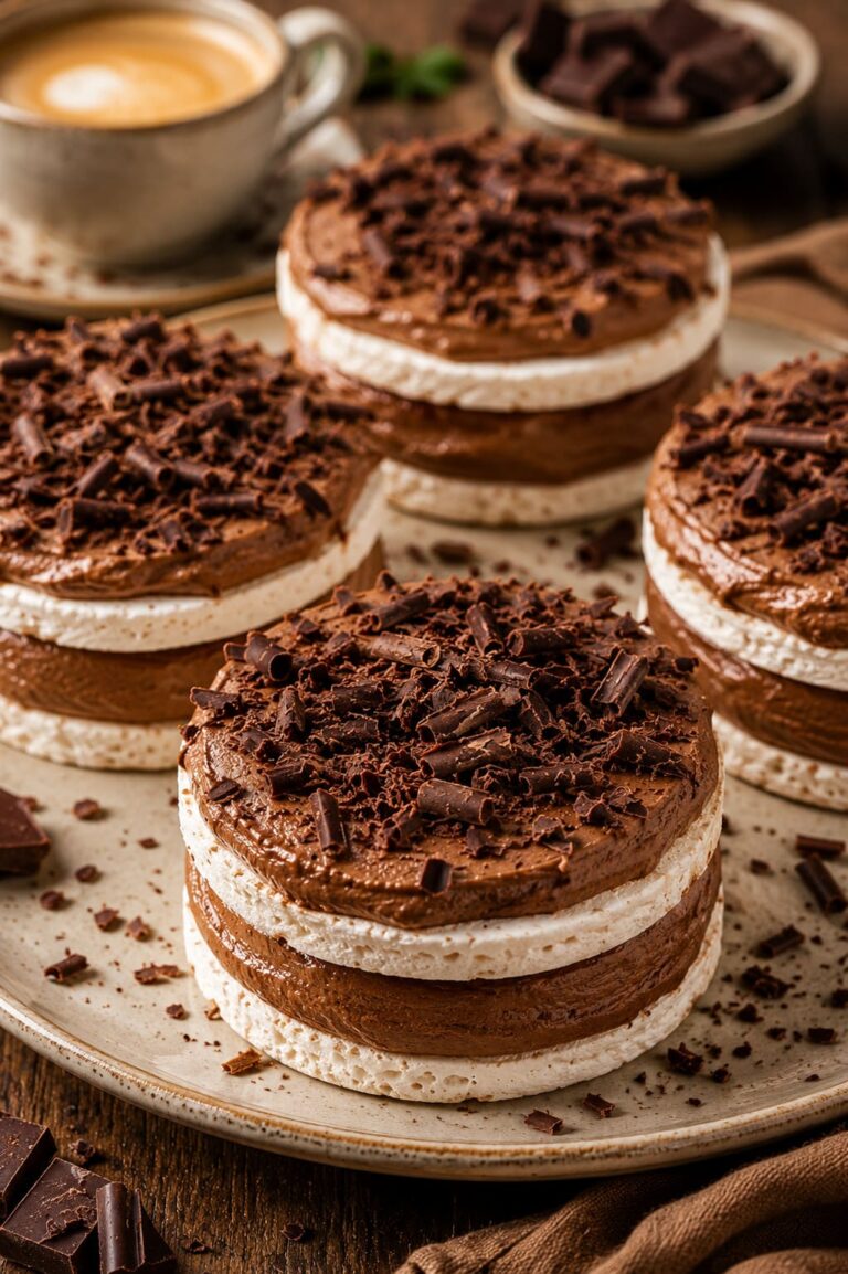 Double decker meringue tarts recipe: Crispy chocolate mousse cakes