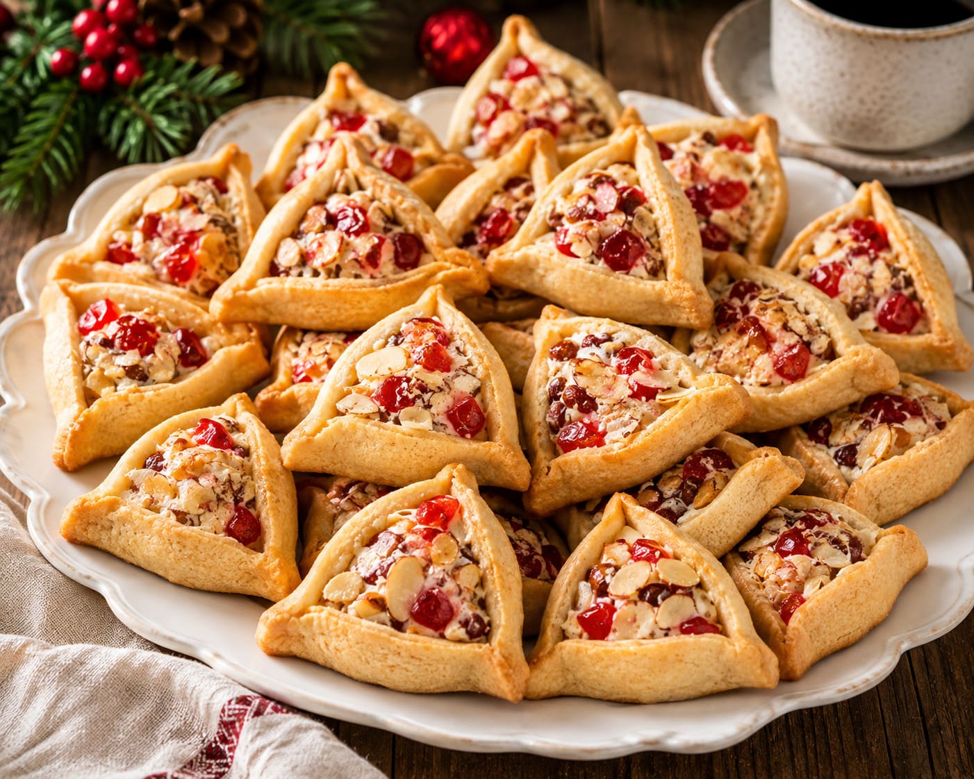 Florentine bishop hats: Crispy cherry nut pastry pockets Florentine bishop hats: Crispy cherry nut pastry pockets