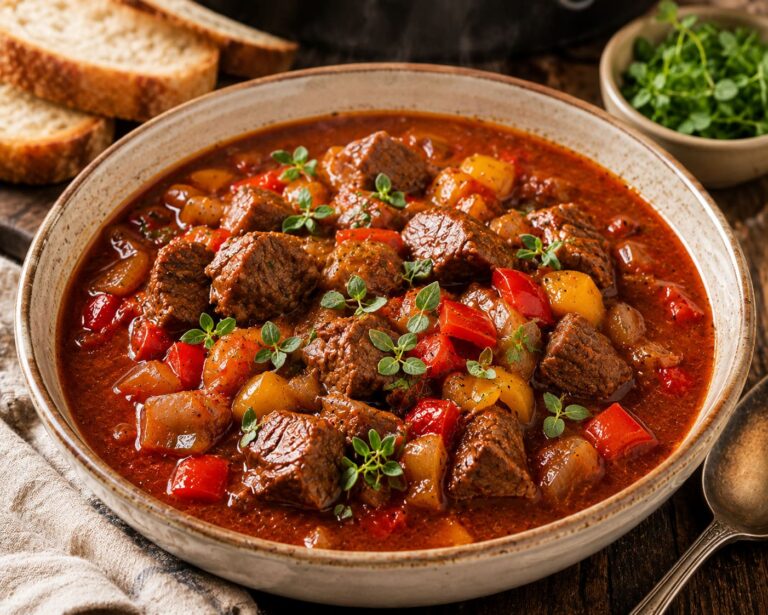 Gulaschsuppe: Hearty beef and pepper stew
