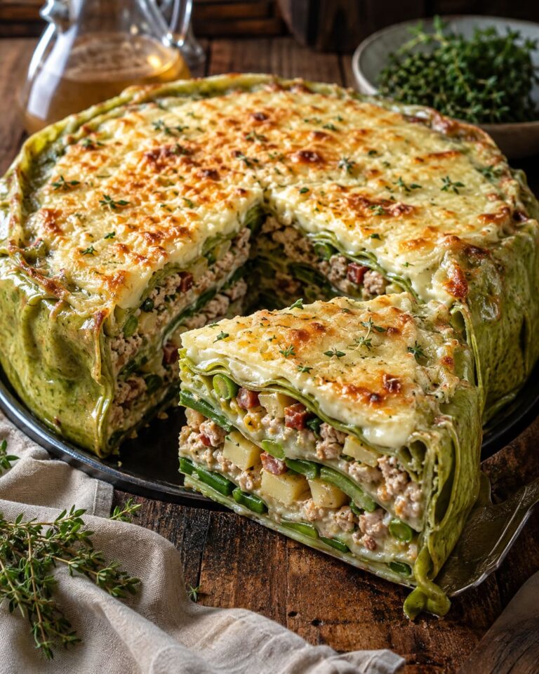Layer chicken lasagne pie: Creamy green bean bake