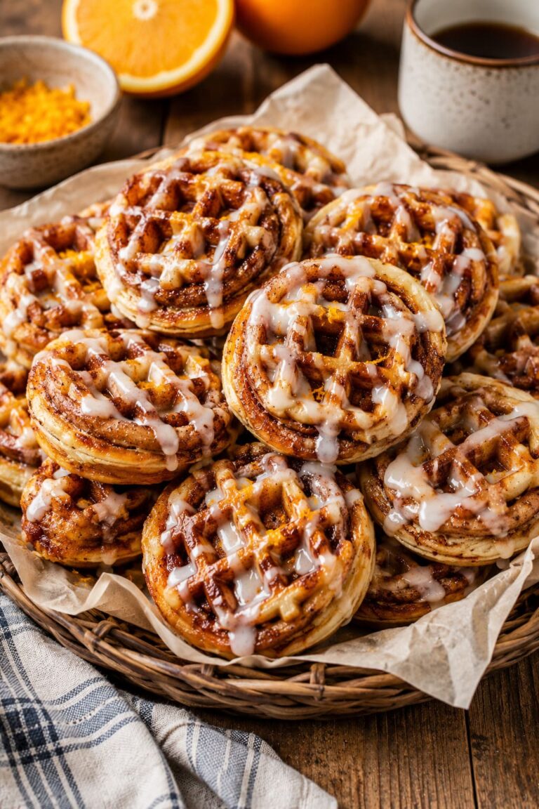 Mini cinnamon roll waffles: Orange zested glaze bites Mini cinnamon roll waffles: Orange zested glaze bites