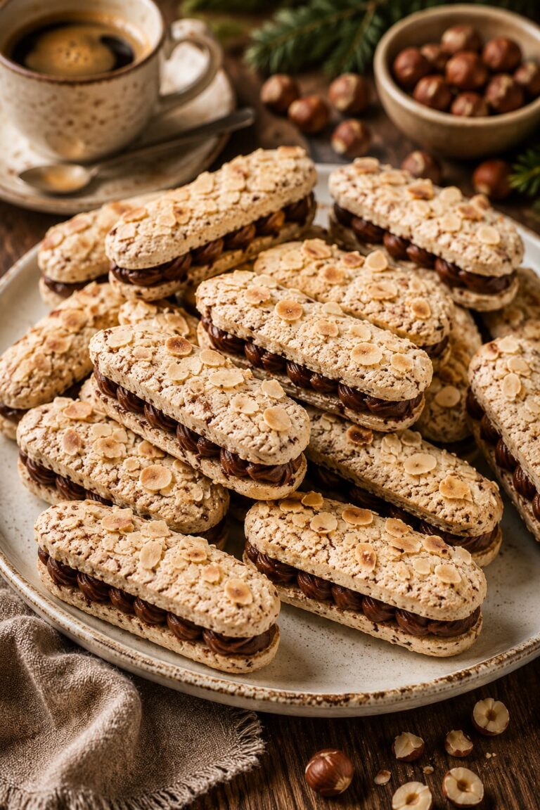 Nougat tongues: Hazelnut meringue sandwich biscuits Nougat tongues: Hazelnut meringue sandwich biscuits