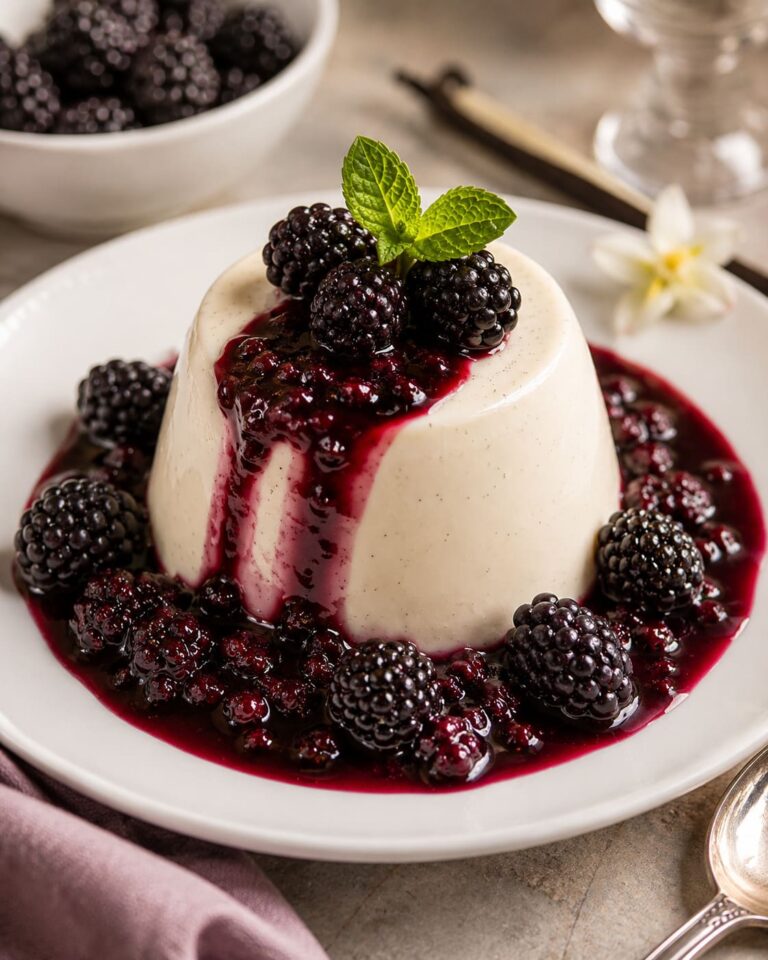 Panna cotta with blackberries: Creamy vanilla dessert pots Panna cotta with blackberries: Creamy vanilla dessert pots
