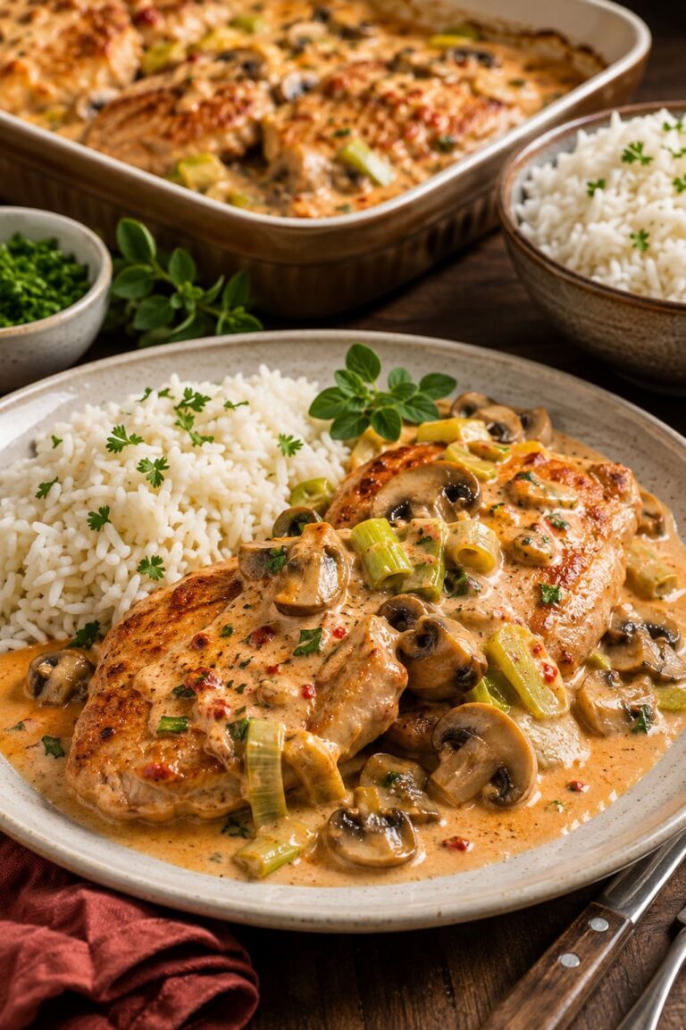 Paprika cream schnitzel: Baked pork mushroom skillet Paprika cream schnitzel: Baked pork mushroom skillet