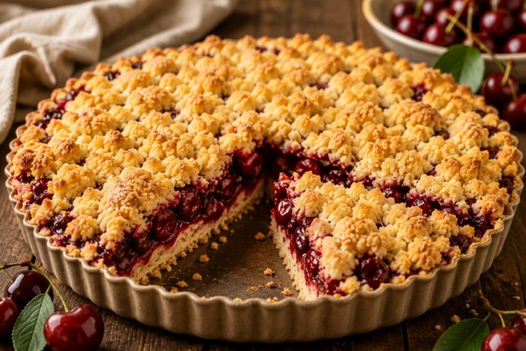 Rustic Sweet Cherry Streusel Tarte with Golden Butter Crumble Rustic Sweet Cherry Streusel Tarte with Golden Butter Crumble
