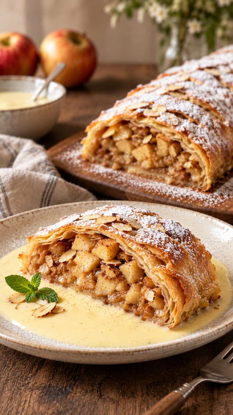 Classic Viennese Apple Strudel with Flaky Puff Pastry and Roasted Almonds Classic Viennese Apple Strudel with Flaky Puff Pastry and Roasted Almonds